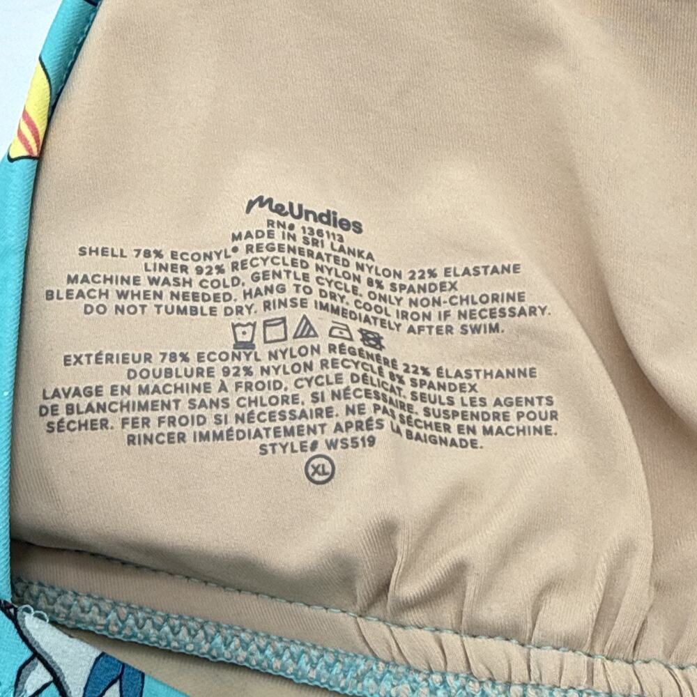 MeUndies Bikini 2Piece Swim Top SIZE XL Sharks On Surfboards Blue Novelty Print - Picture 4 of 8